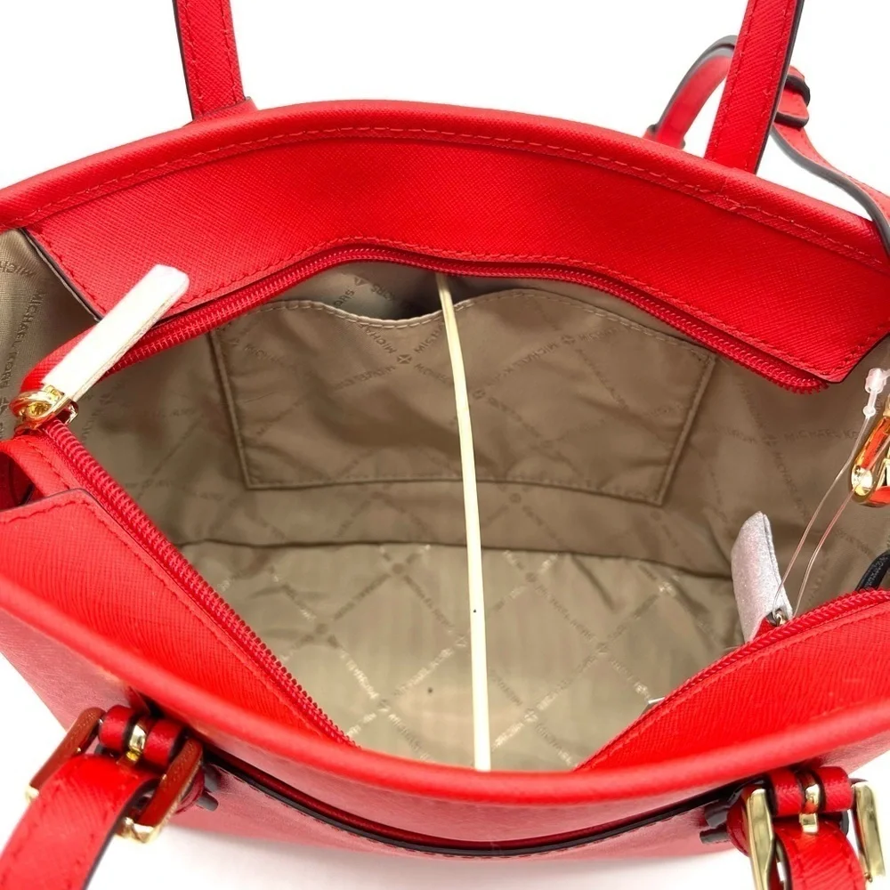 Michael Kors Extra Small To Zip Tote Bag Red/Gold